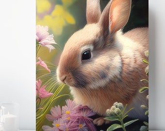 Bunny Rabbit Wall Art, Wrapped Canvas, Baby Rabbit Nursery Art, Ready to Hang