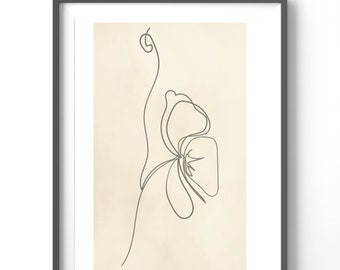 Floral Line Art Poster, Matte Vertical Posters, Abstract Wall Art,  Flower Print