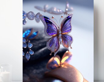 Bejeweled Butterfly Canvas Print, Wrapped Canvas, Colorful Butterfly Wall Art, Ready to Hang