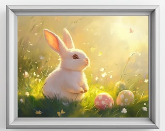 Easter Bunny Digital Download - Adorable Rabbit Printable Wall Art, Cute Baby Animal Decor, Instant Download for Home
