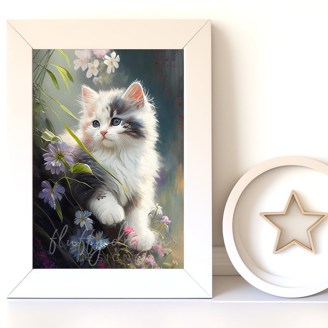 Nursery Animal Art | Cute Cat Print, Kitten Printable Digital Download ...