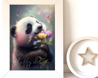 Cute Baby Panda Digital Art Print | Adorable Nursery Wall Art Download | Cute Panda Poster for Kids' Room Decor
