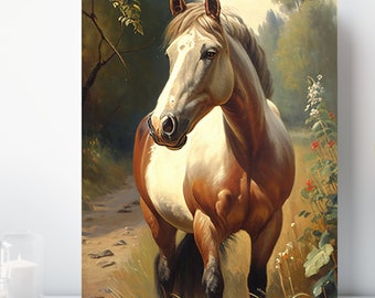 Brown Horse Canvas Wall Art, Wrapped Canvas, Equestrian Art, Ready to Hang