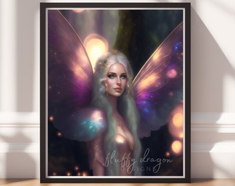 Forest Fairy v5, Digital Painting Art, Instant Download, Printable Decor, Fairy Art, Magical Decor, Instant Print