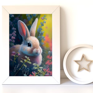 Nursery Artwork - Cute Baby Bunny Digital Download | Adorable Animal Art for Kid&#39;s Room Decor