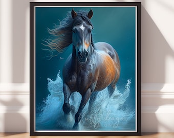 Equestrian Artwork: Wild Horse Digital Download | Horse Printable & Animal Wall Art for Home Decor
