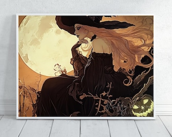 Halloween Artwork - Witchy Poster, Autumn Wall Art & Spooky Decor for Your Home