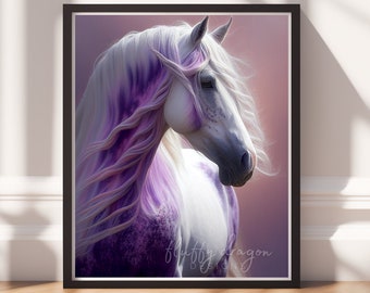 Horse Wall Art, Printable Art, Colorful Art Print, Fantasy Gift, Instant Download, Horse Gifts, Farmhouse Decor, Animal Painting, Animal Art