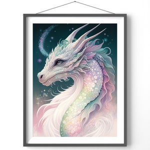 Watercolor Dragon Poster: Matte Fantasy Art Print