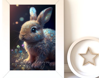 Bunny Wall Art - Cute Baby Animal Nursery Artwork, Digital Download & Printable Decor for Kids' Rooms