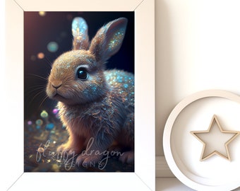 Nursery Animals, Baby Bunny v9, Digital Download, Nursery Prints, Woodland Decor, Printable Wall Art, Instant Print