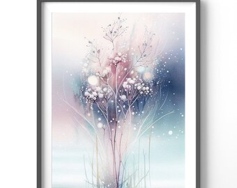 Watercolor Baby's Breath Poster, Matte Vertical Posters,  Floral Wall Art, Flower Print