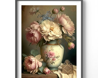 Vintage Floral Poster, Matte Vertical Posters,  Flower Wall Art, Vintage Print