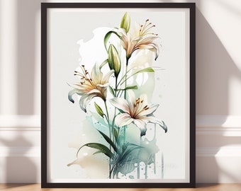Floral Artwork | Botanical Wall Art Print | Watercolor Flower Market Decor | Digital Download for Home Decor