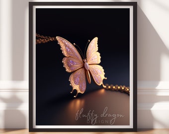 Digital Download |  Bejeweled Butterfly v3 | Printable Art | Digital Print Wall Art | Digital Wall Art | Digital Paintings | AI Art Prints