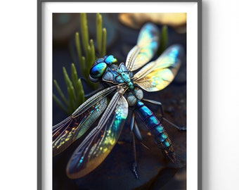 Colorful Dragonfly Poster, Matte Vertical Posters, Insect Wall Art, Nature Print