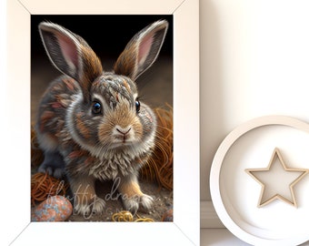 Nursery Animals, Baby Bunny v15, Digital Download, Nursery Prints, Woodland Decor, Printable Wall Art, Instant Print