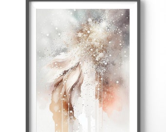 Abstract Poster - Boho Matte Vertical Wall Art, Beige & Earth Tones Print for Home Decor, Modern Art Design