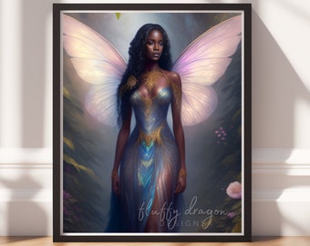 Forest Fairy v19, Digital Painting Art, Instant Download, Printable Decor, Fairy Art, Magical Decor, Instant Print