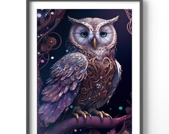 Mystic Owl Poster, Matte Vertical Posters, Animal Wall Art, Owl Lover Print