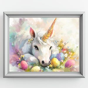 Easter Unicorn Digital Download | Cute Animal Art for Girls | Printable Gift & Adorable Home Decor