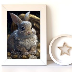 Bunny Wall Art - Cute Baby Animal Nursery Artwork, Digital Download & Printable for Kids Room Decor