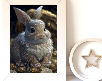 Bunny Wall Art - Cute Baby Animal Nursery Artwork, Digital Download & Printable for Kids Room Decor