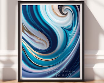 Abstract Art, Marbled v6, Digital Download, Printable Wall Art, Modern Painting, Colorful Decor, Downloadable Prints