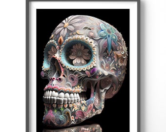 Sugar Skull Poster, Matte Vertical Posters,  Fantasy Wall Art, Skull Print