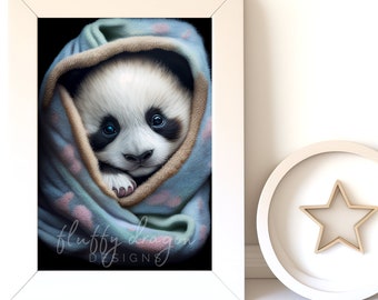 Cute Baby Panda Digital Art Print | Nursery Wall Art Download | Adorable Panda Decor for Kids' Room