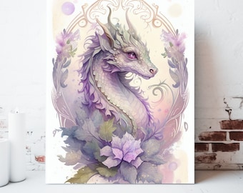 Dragon Canvas Wall Art, Wrapped Canvas, Whimsical Wall Art, Dragon Prints, Dragon Painting, Fantasy Artwork, Gamer Gifts, Ready to Hang