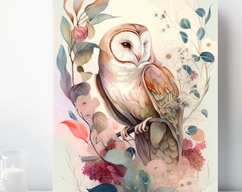 Owl Canvas Print, Wrapped Canvas, Bird Wall Art, Animal Art, Ready to Hang