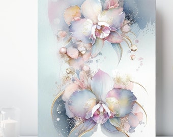 Orchid Flowers Canvas Wall Art, Wrapped Canvas, Flower Art, Ready to Hang