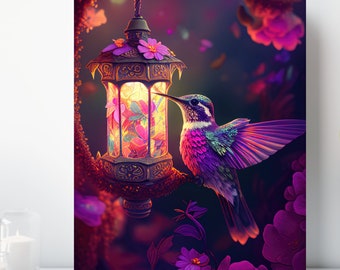 Hummingbird Canvas Wall Art, Wrapped Canvas, Bird Art, Ready to Hang