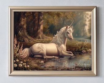 Digital Art - Whimsical Unicorn Print, Magical Decor for Home, Fantasy Artwork, Dreamy Wall Art, Unique Gift Idea