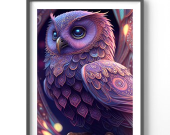 Mystic Owl Poster, Matte Vertical Posters, Animal Wall Art, Owl Lover Print