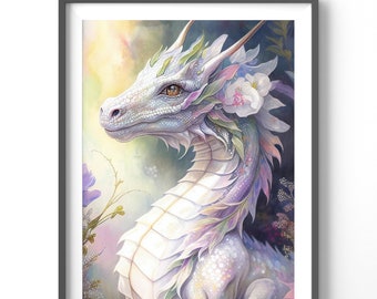 Dragon Poster - Watercolor Fantasy Wall Art, Matte Vertical Print for Home Décor, Unique Dragon Artwork, Ideal Gift for Fantasy Lovers