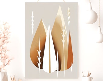 Boho Abstract Poster, Matte Vertical Posters, Minimalist Wall Art, Earth Tones Print