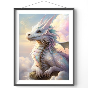 Watercolor Dragon Poster: Fantasy Wall Art Print