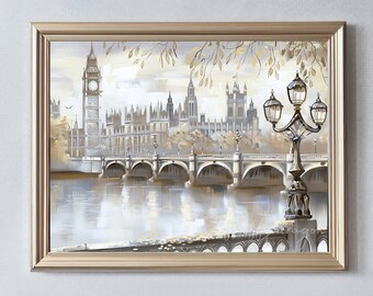 Big Ben Print | London Digital Download | Neutral Wall Art for Home Decor | Modern Art Print for Living Room & Office