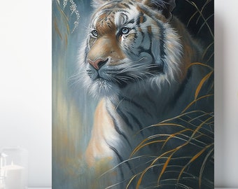Tiger Canvas Wall Art, Wrapped Canvas, Safari Animal Art, Ready to Hang