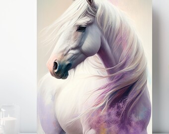 Rainbow Horse Canvas Wall Art, Wrapped Canvas, Equestrian Art, Ready to Hang