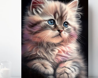 Baby Kitten Canvas Print, Wrapped Canvas, Cute Animal Nursery Wall Art, Ready to Hang