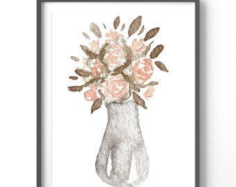 Flower Poster - Vintage Floral Print, Matte Vertical Wall Art, Watercolor Nature Decor, Retro Flower Decor for Home & Office
