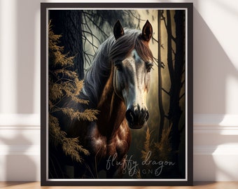 Equestrian Artwork - Wild Horse Digital Download, Horse Printable, Animal Wall Art for Home Decor