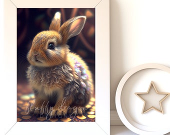 Nursery Animals, Baby Bunny v15, Digital Download, Nursery Prints, Woodland Decor, Printable Wall Art, Instant Print