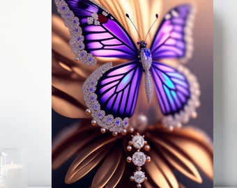 Bejeweled Butterfly Canvas Print, Wrapped Canvas, Colorful Butterfly Wall Art, Ready to Hang