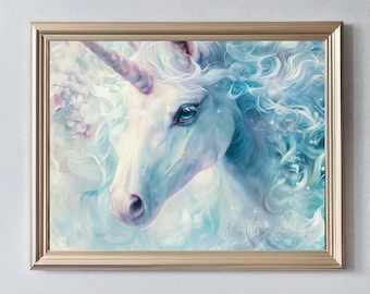 Digital Art | Magical Unicorn Download | Kids Room Decor | Fantasy Wall Art | Nursery Print | Instant Download Decor