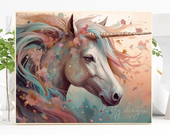 Digital Download Unicorn Wall Art, Colorful Printable Decor, Unique Nature Lovers Gift, Fantasy Art Print for Home Decor