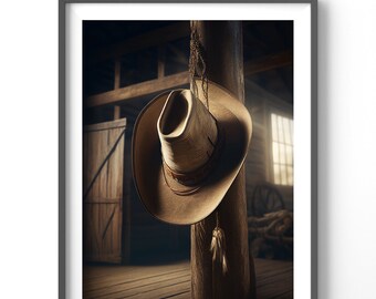 Country Western Poster | Matte Vertical Cowboy Wall Art | Wild West Print for Home Decor | Rustic Vintage Style